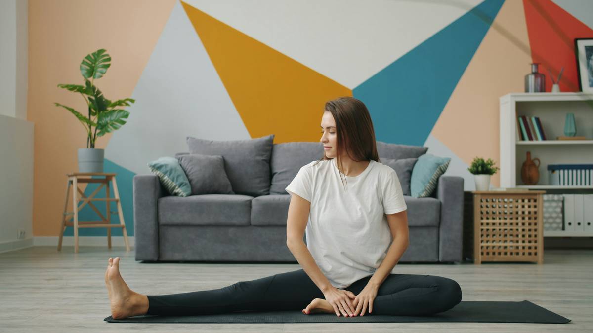 Side-by-side photos showing weight loss transformation accompanied by a new mattress setup.